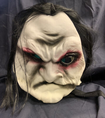 Halloween Face Mask Cosplay Old Man Creepy Wrinkle Long Hair Ghost Party Props
