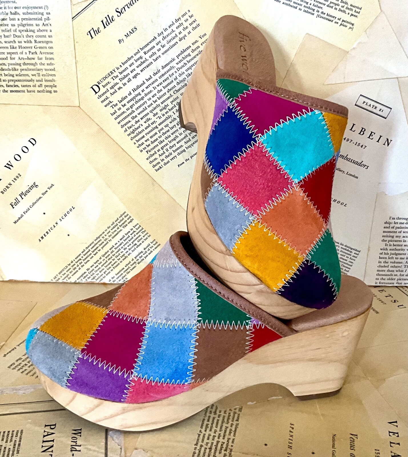 

Сабо Free People Five Worlds Zorba Cordani Лоскутная замша Разноцветные 10 НОВИНКА, Multicolor, clog