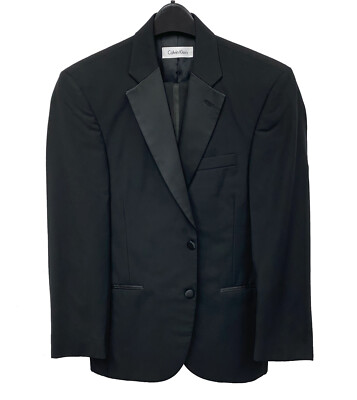 Men's Black Calvin Klein Tuxedo Jacket with Flat Front Pants Size 38R 32W