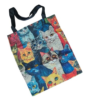 Kitty Meow Cat's Pattern Tote Bag, Lightweight Beach and Shopping Shoulder Bag