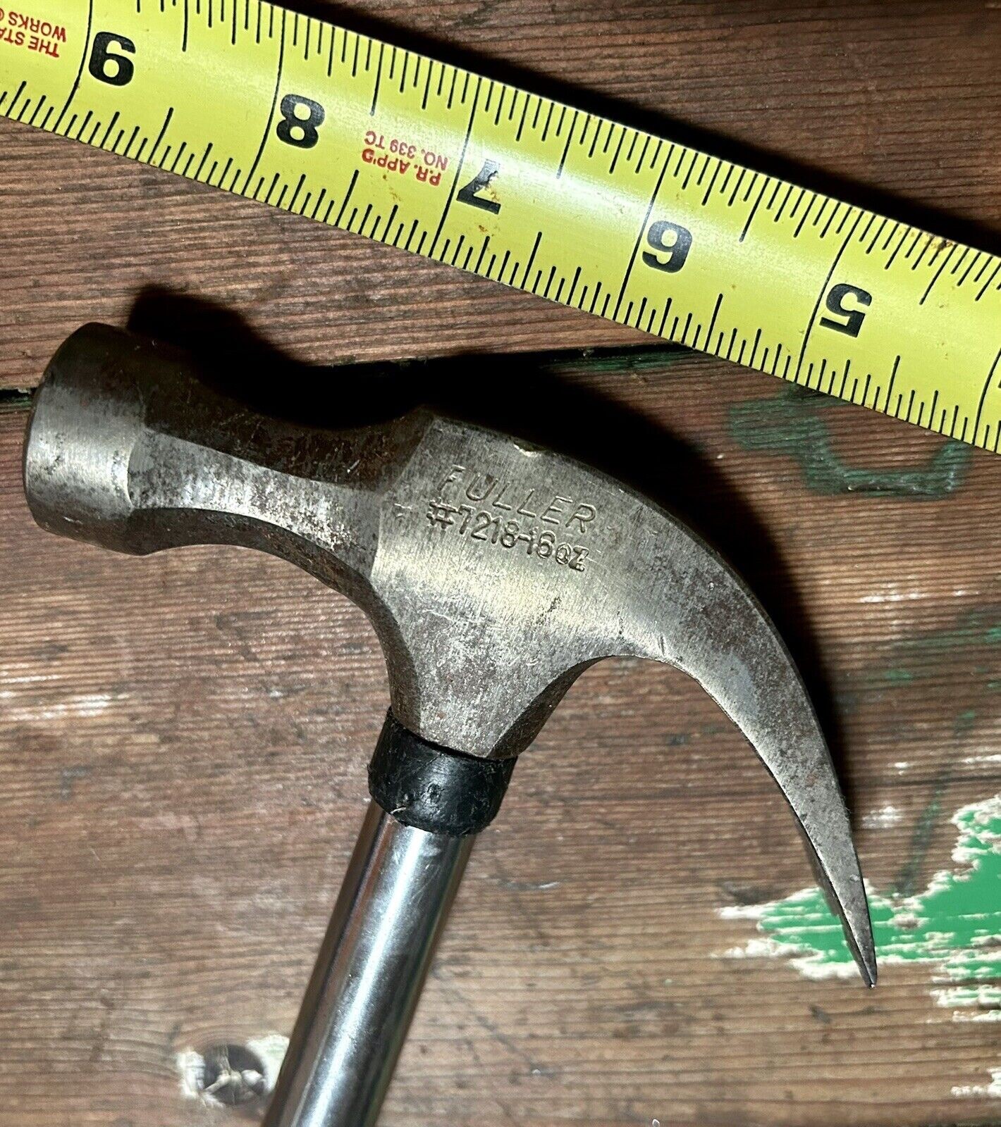 FULLER #7218-16oz Claw Hammer w/ Black Rubber Grip Made in