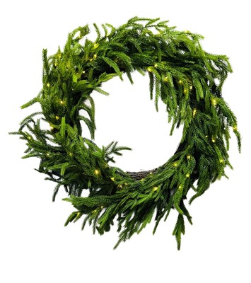 Artificial Norfolk Pine Wreath Natural Touch with Battery LED Fairy Lights