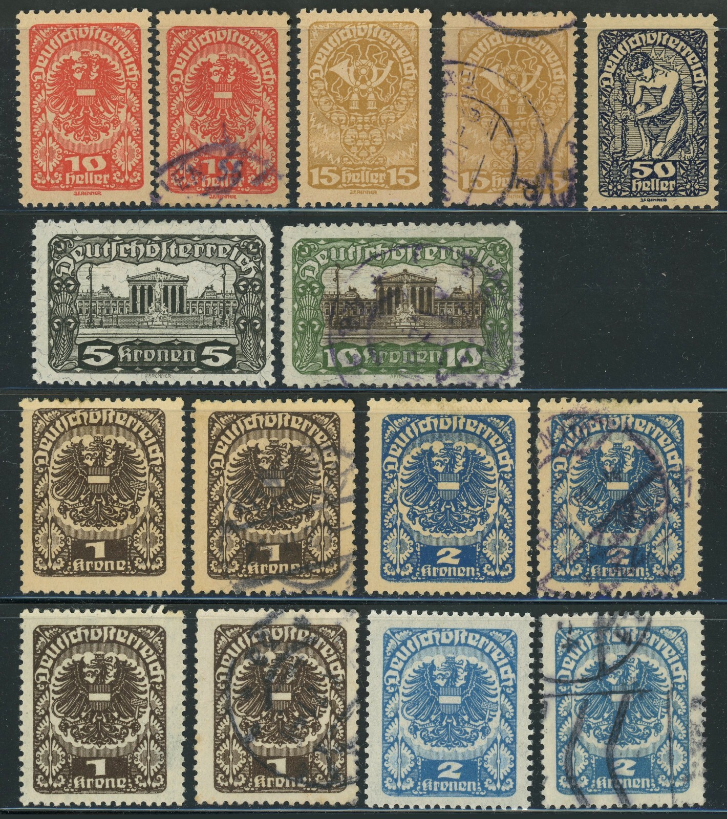 Austria Postage Stamp Collection Europe 1919-1920 Used Mint
