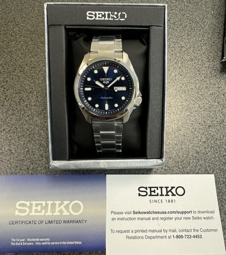 Pre-owned Seiko 5 Sports Men's Automatic Day-date Blue Srpe53 With Tag Made In Japan