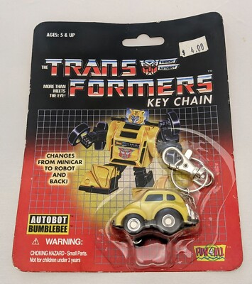 Sealed, New Transformers Autobot Bumblebee VW Beetle Key Chain - 2001 Hasbro