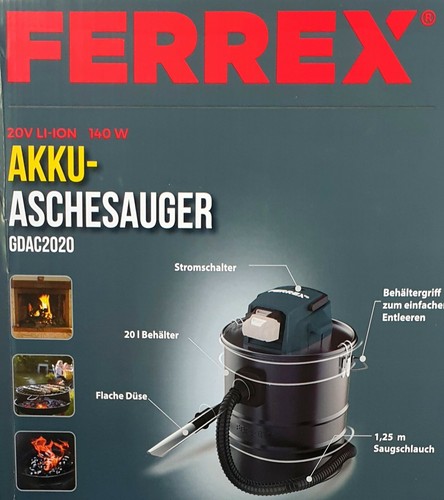 FERREX Akku - Aschesauger GDAC2020 SAUGER 20V mit 20 l Behältervolumen Neu