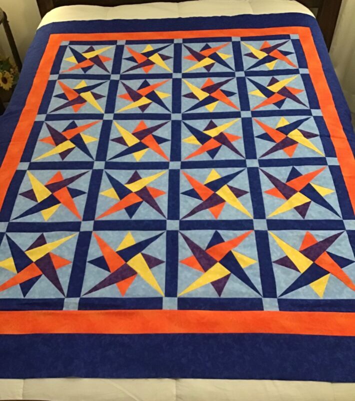 unfinished quilt top multicolored star
