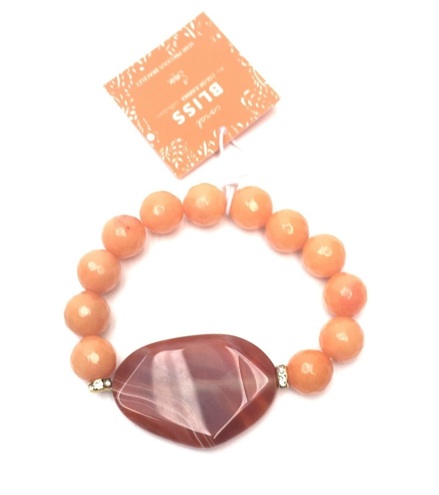 Sequin Women's Beaded Orange Stretch Bracelet $48 127127