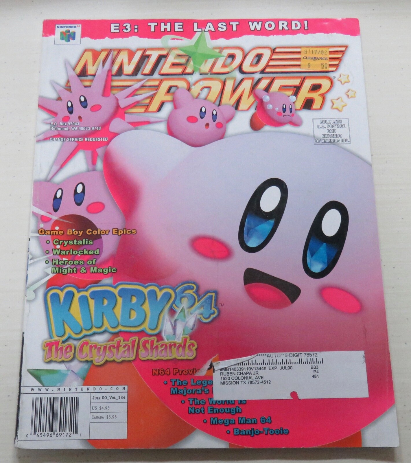 Nintendo Power Magazine # 134 July 2000 Kirby 64 Crystal