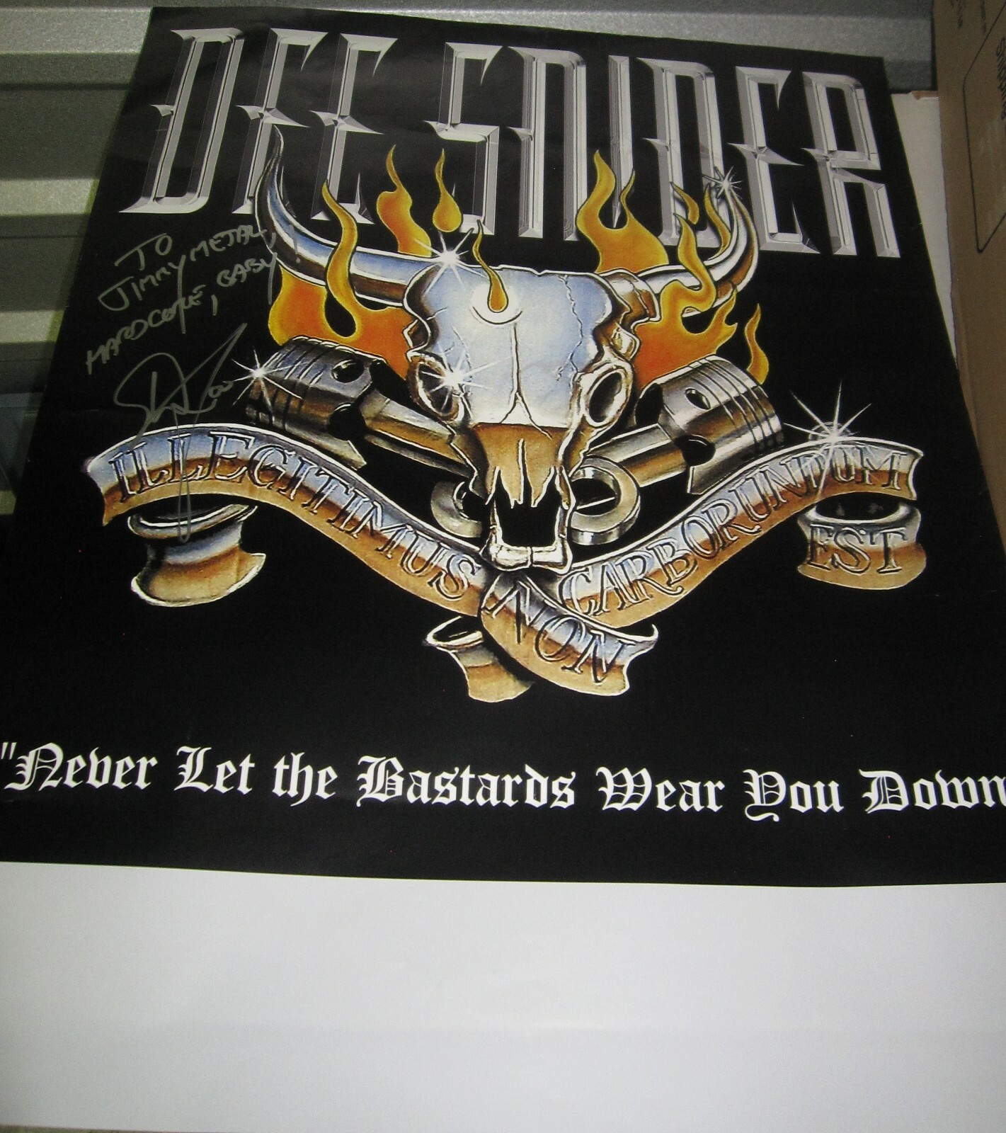 DEE SNIDER SIGNED NEVER LET THE BASTARDS WEAR YOU DOWN