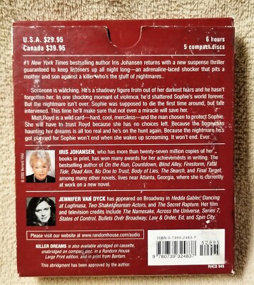 KILLER DREAMS Abridged 5-disc CD Audio Book IRIS JOHANSEN Jennifer Van Dyck GUC