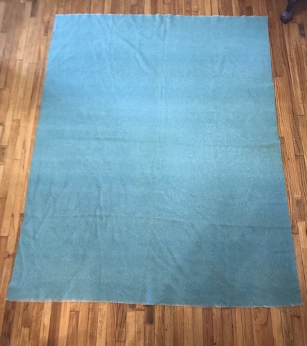 Vintage Green Wool Blanket Full Size 72 Wide X 90” Long. 5 Pounds.