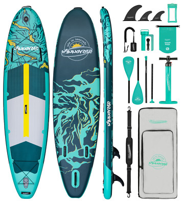 11'x34'' Inflatable Stand Up Paddle Board, Extra Wide Paddle Board for Family