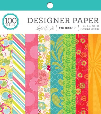 Colorbok Designer Paper Pad, 6'' x 6'', Light Bright