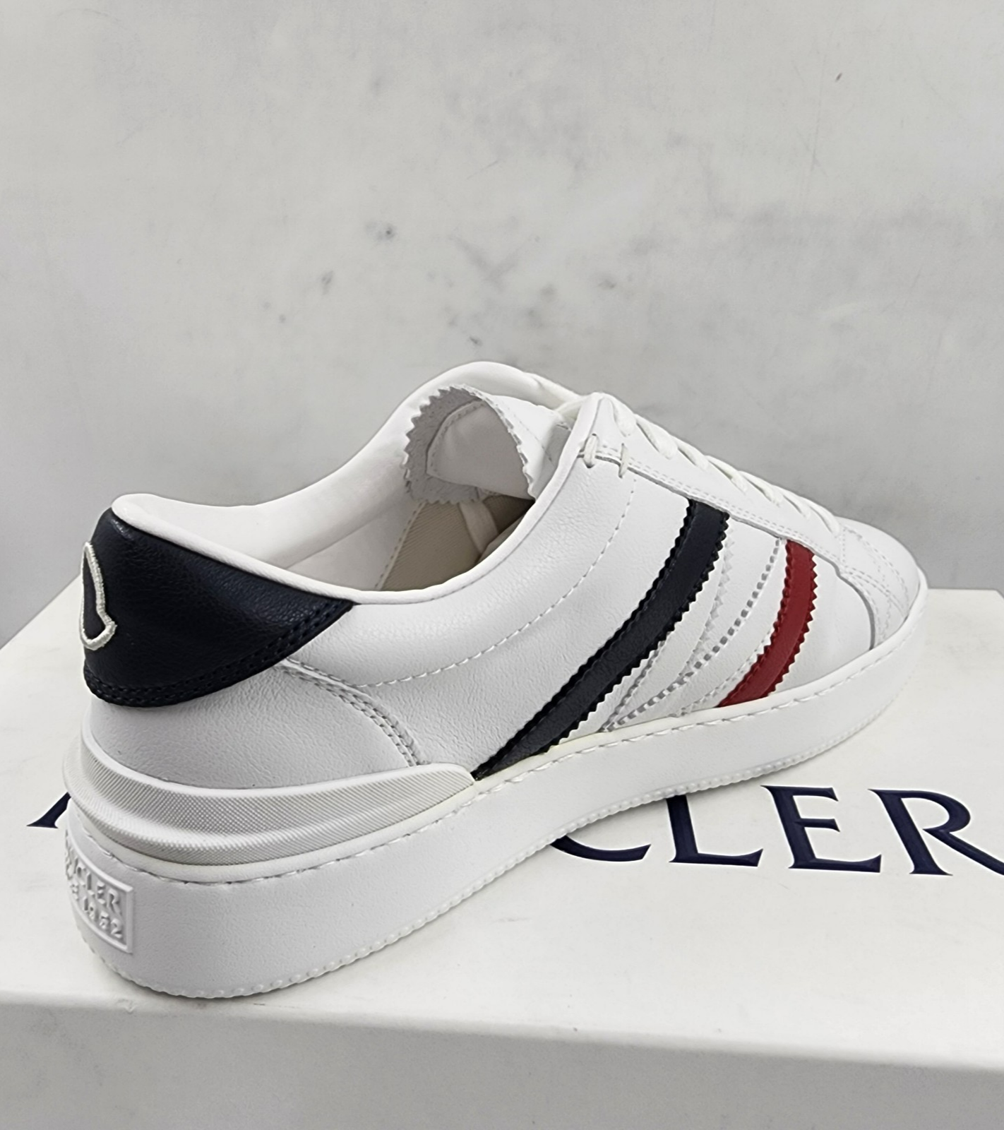 Moncler Monaco Low Top Sneakers Men's 39/6 US White Multi Round Toe Lace Up - Picture 11 of 20