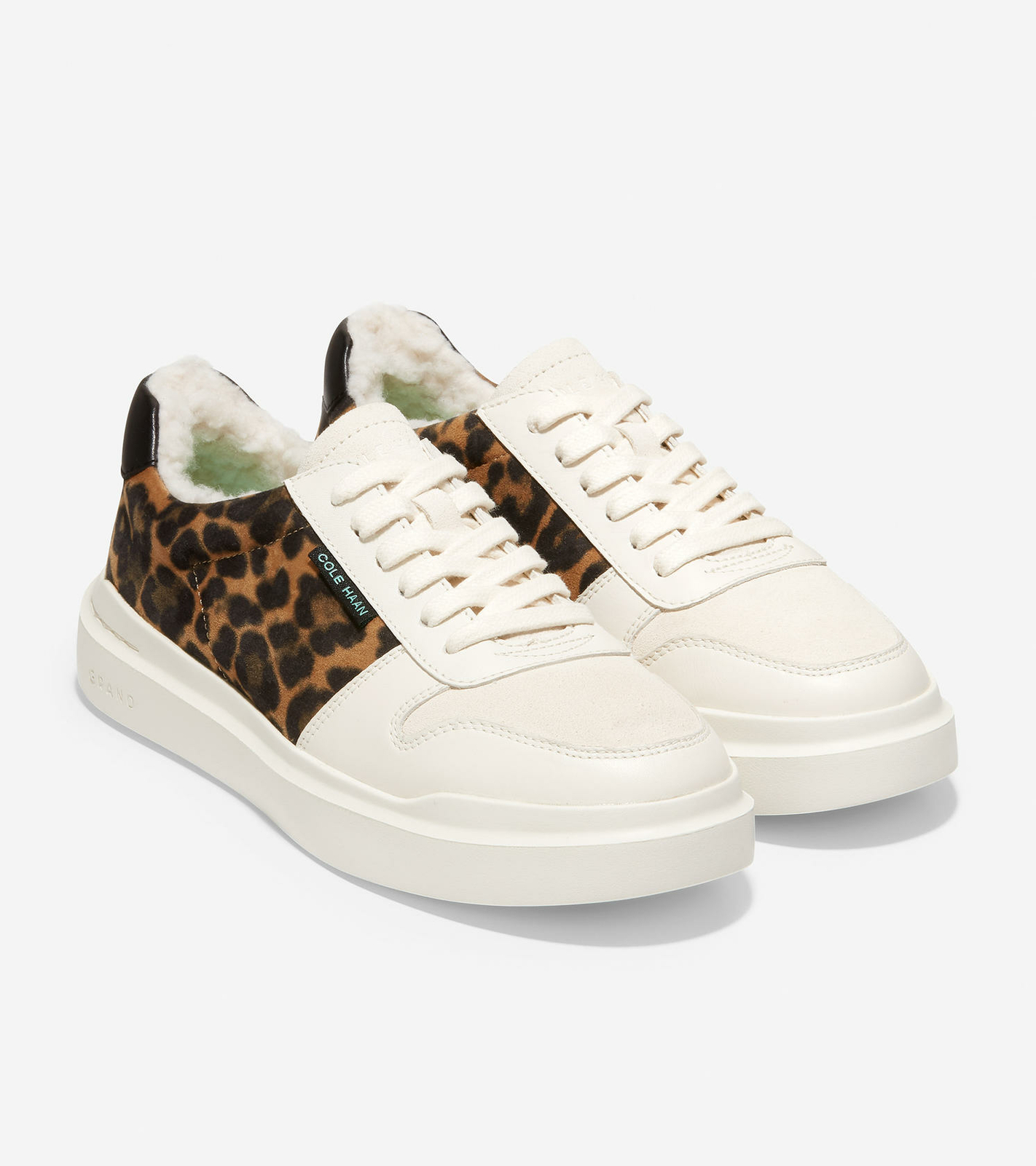 Cole Haan Women's Grandpro Rally Court Sneaker W24243 White/Leopard Size 6.5M