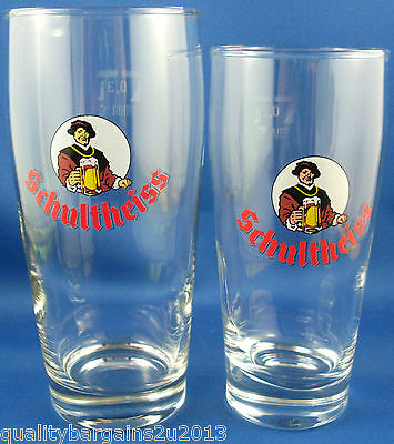 CLEARANCE!! SCHULTHEISS BEER Germany COLLECTABLE Beer Glasses Duo Bar Man Cave  