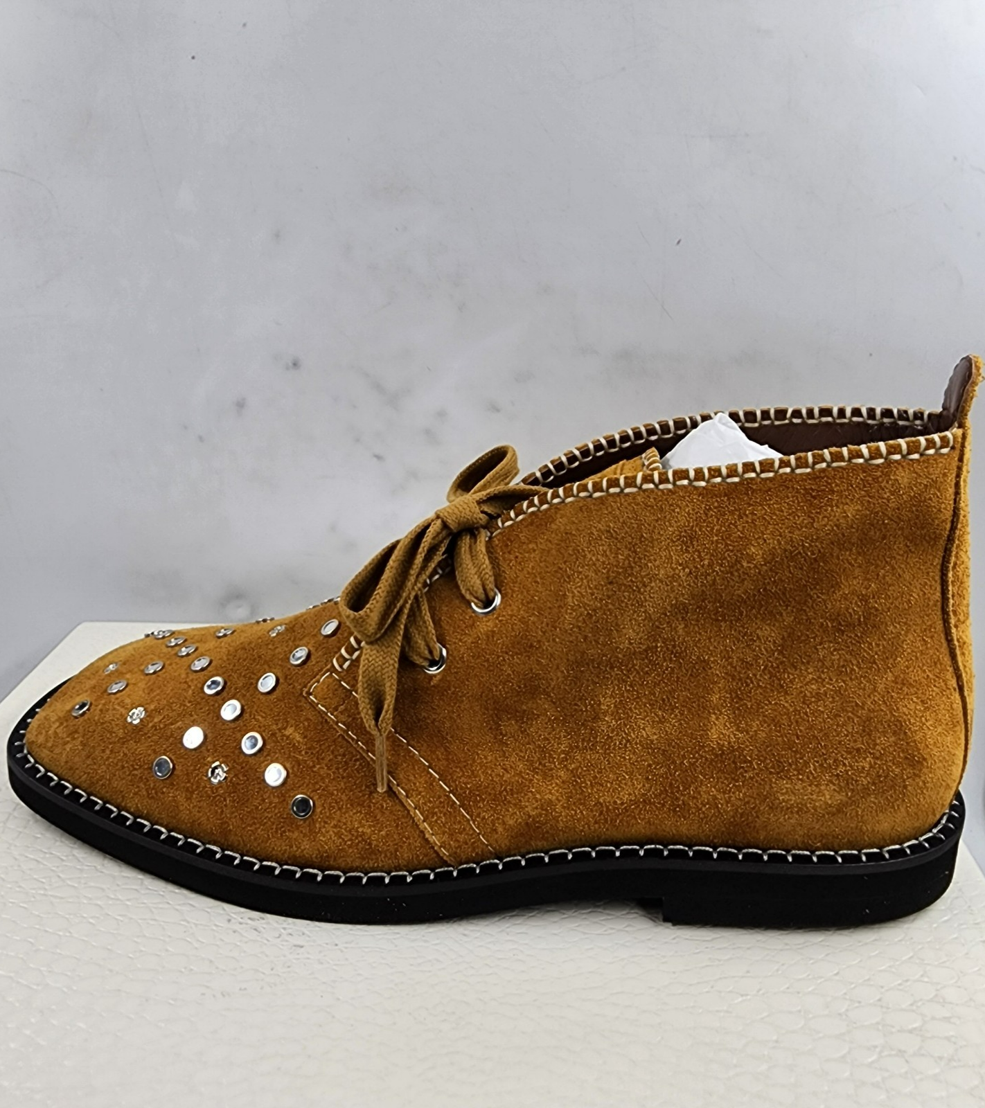 Wales Bonner Studded Desert Boots Men's 43.5/10.5US Tan Whipstitching Lace Up - Picture 14 of 18