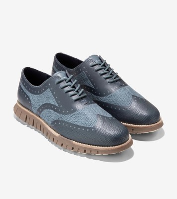 COLE HAAN COLE HAAN MEN'S ZEROGRAND REMASTERED EMBROSTITCH WINGTIP STORMY WEATHER C39576