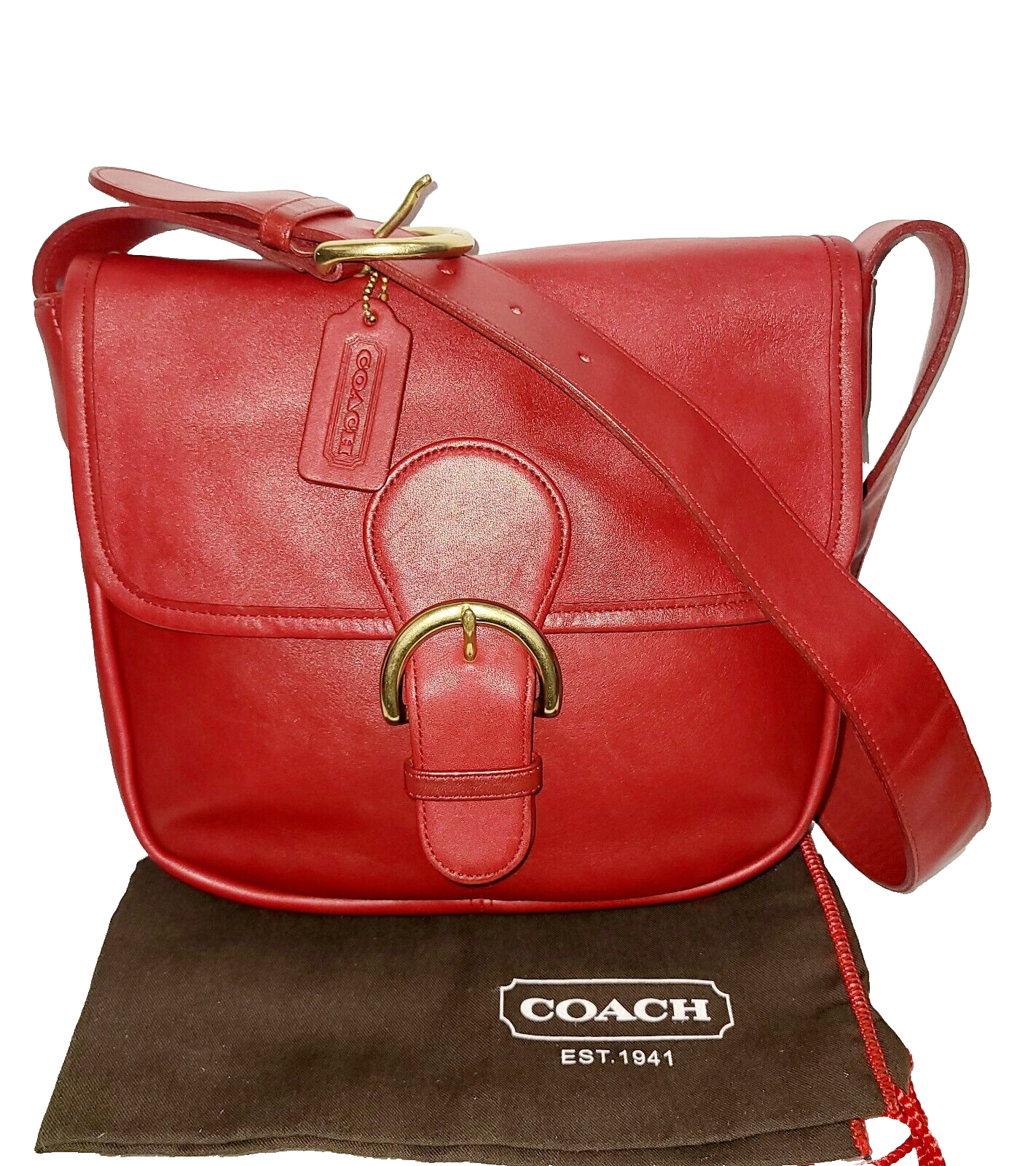 COACH VINTAGE LEGACY BEDFORD SADDLE MAIL FLAP RED LEATHER