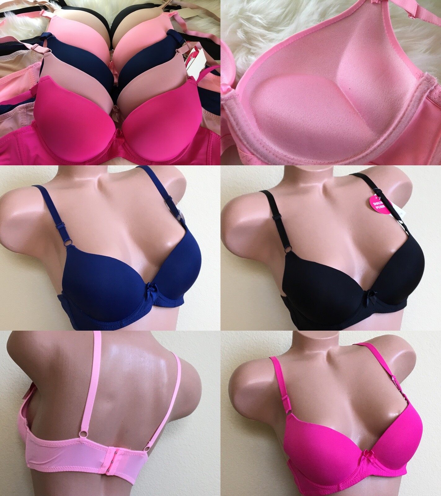 3/6 Bras Women's Max Lift Extreme Push-ups Bra Add 2 Cup Push up 9902 Lot 32-40C