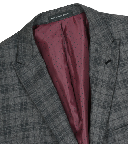 Men's 44 R Tailored Gray Hacking 100% Wool Peak Lapel Slim Fit Sport Coat Blazer