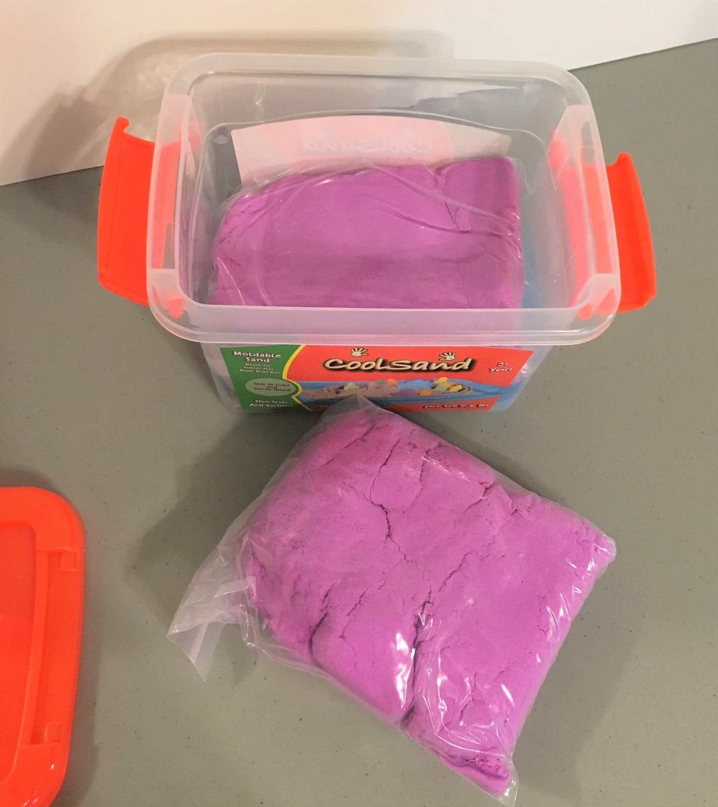 Cool Sand Purple Moldable Sand 2 Bags 5.6 Pounds with Inflatable Tray and Case