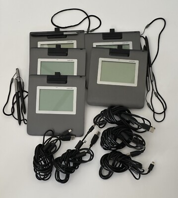 Lot of 5x Wacom STU-430 LCD Signature Tablet & Stylus & Cable. *USED*