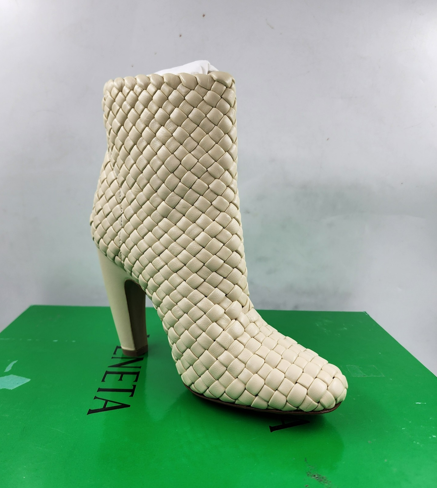 Bottega Veneta Canalazzo Woven Booties Women's 35/5US Butter Square Toe Pull On - Picture 8 of 19