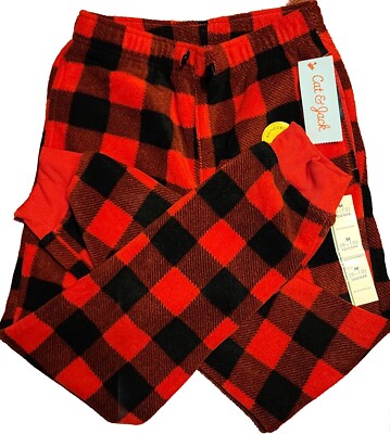 Cat & Jack Kids Red Plaid Joggers Pants Med 8-10