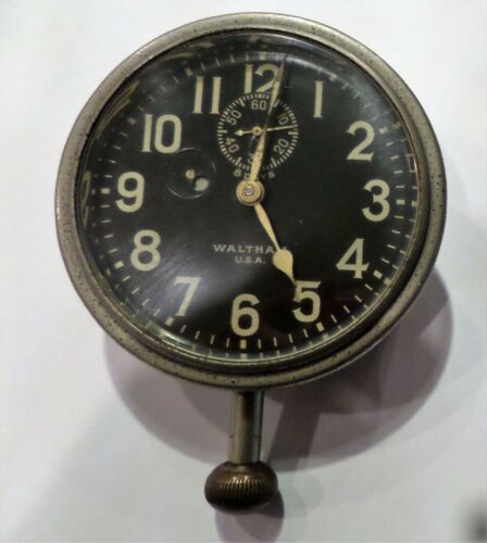 Waltham Vintage Car Clock 8 Day " "Runs"" 2 3/4" Dial