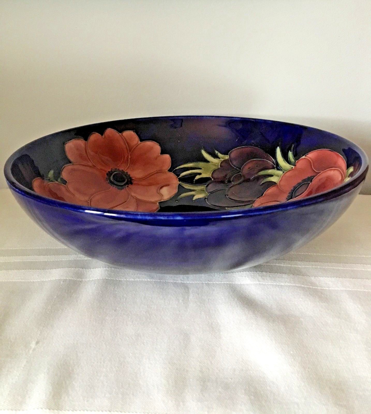 VERY LARGE Moorcroft Fruit Bowl Anemone Pattern - WOW