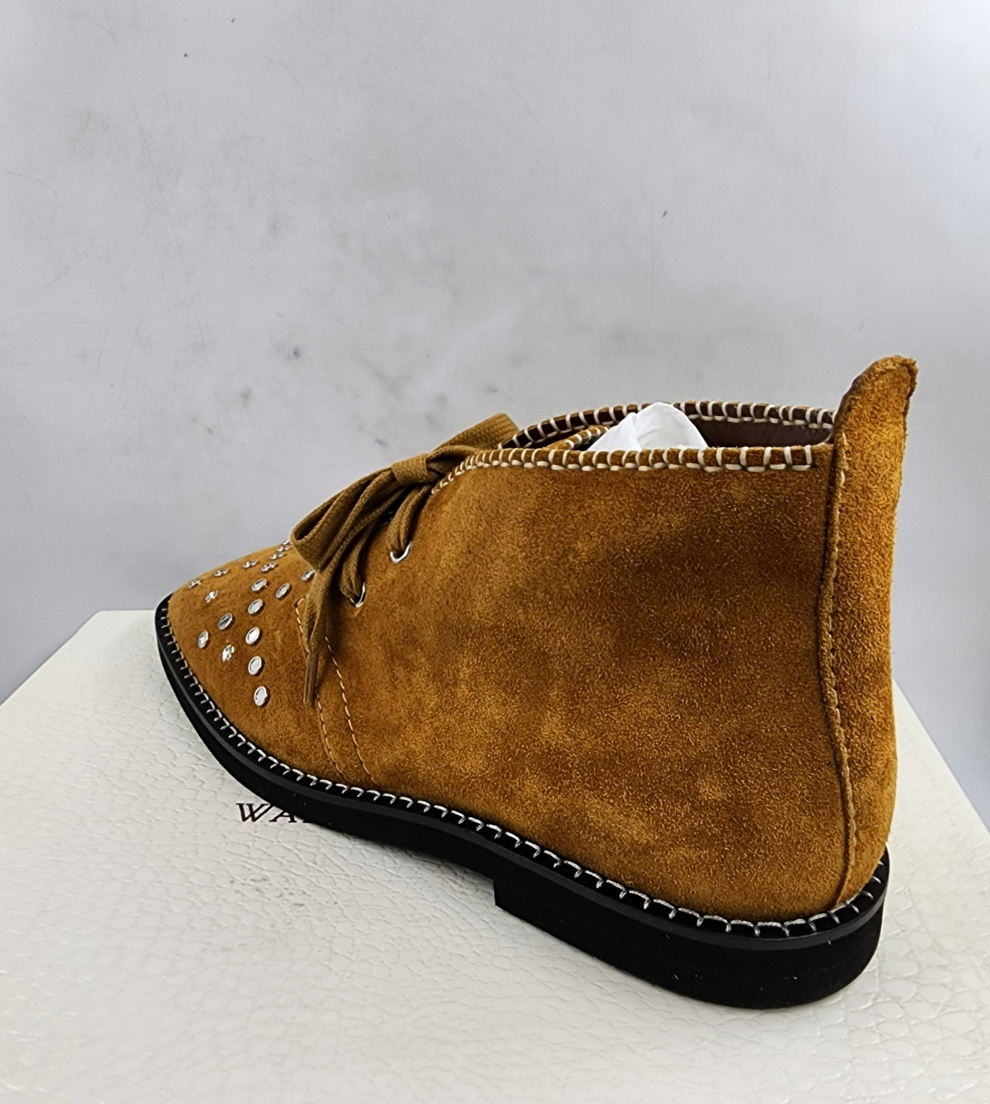 Wales Bonner Studded Desert Boots Men's 43.5/10.5US Tan Whipstitching Lace Up - Picture 13 of 18