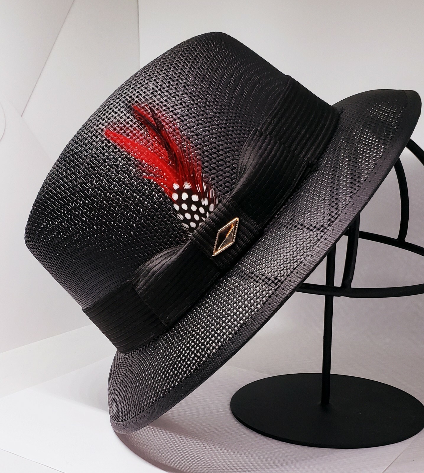Mens Classic Black lowrider center crease hat fedora Derby
