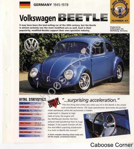 Volkswagen Beetle IMP Hot Cars Brochure Specs Germany 1945