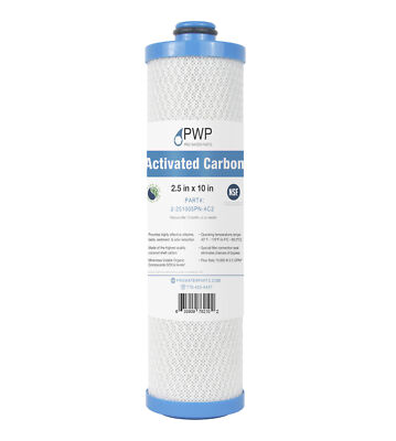 2.5 x 10'' RV Water Filter Activated Carbon Block Push-Nipple Cartridge Replaces
