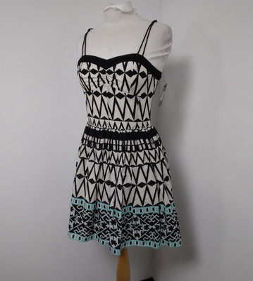 Oasis Size UK 8 Knee Length Geometric Patterned Dress New w/ Tags RRP £48