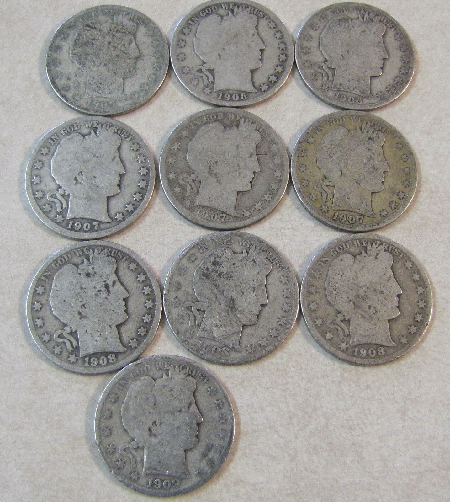 1899 to 1909 Barber Half Dollars - 20 coin roll - All different date/mint marks