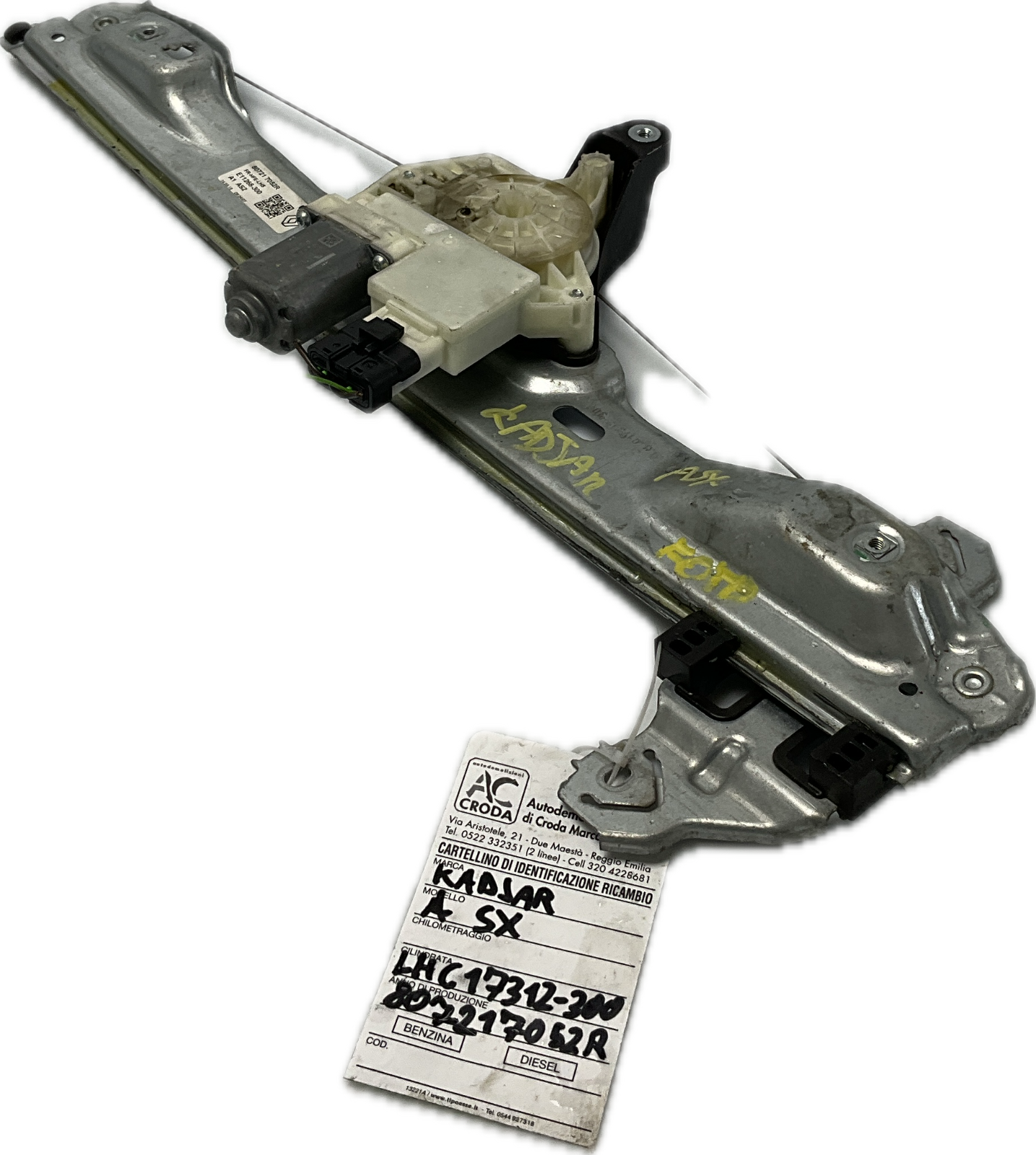 Alzavetro alzacristalli anteriore sinistro RENAULT KADJAR codice 807217052R