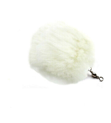 Cat Teaser Wand Refill Rabbit Fur Pom Pom Cat Toy - Jumbo White