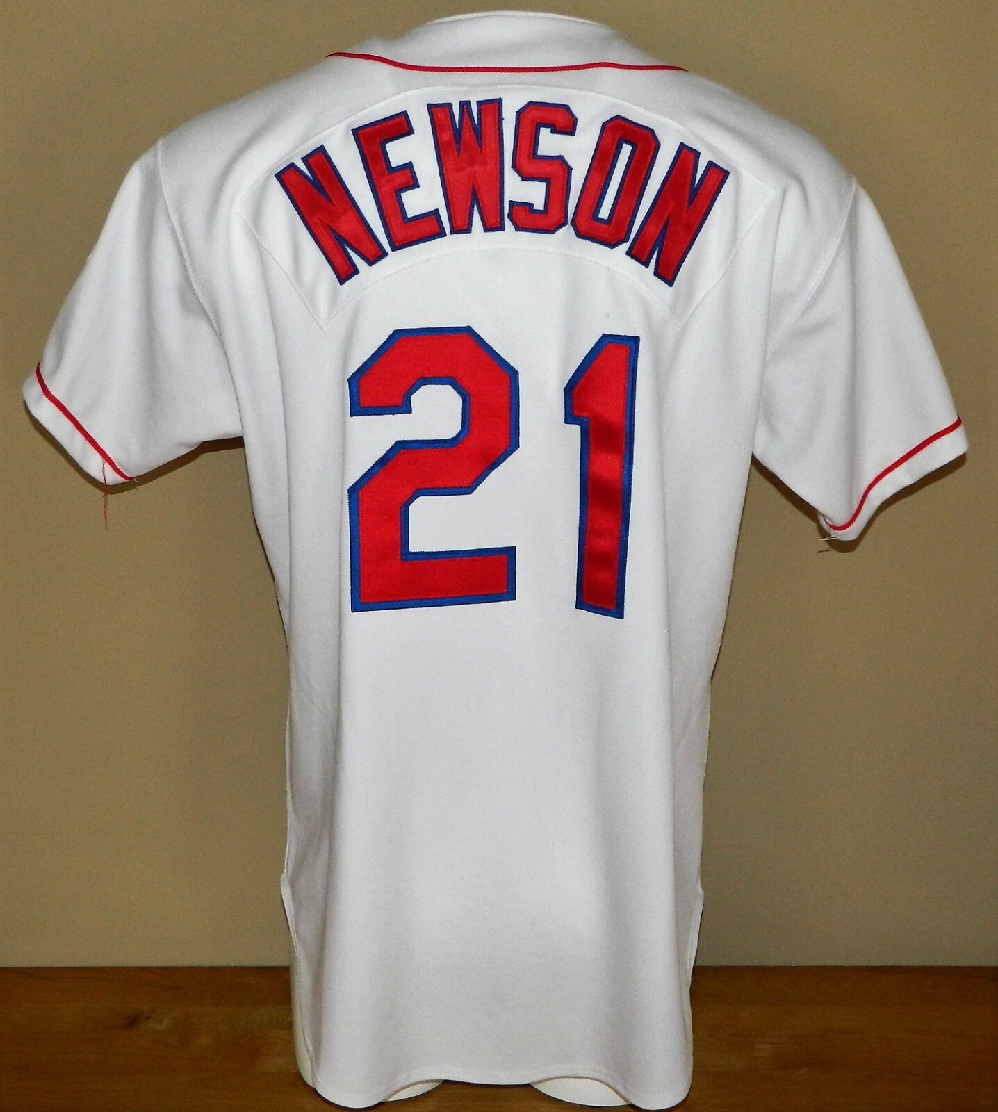 1998 Warren Newson Game Worn Texas Rangers Home Jersey #21 - Russell