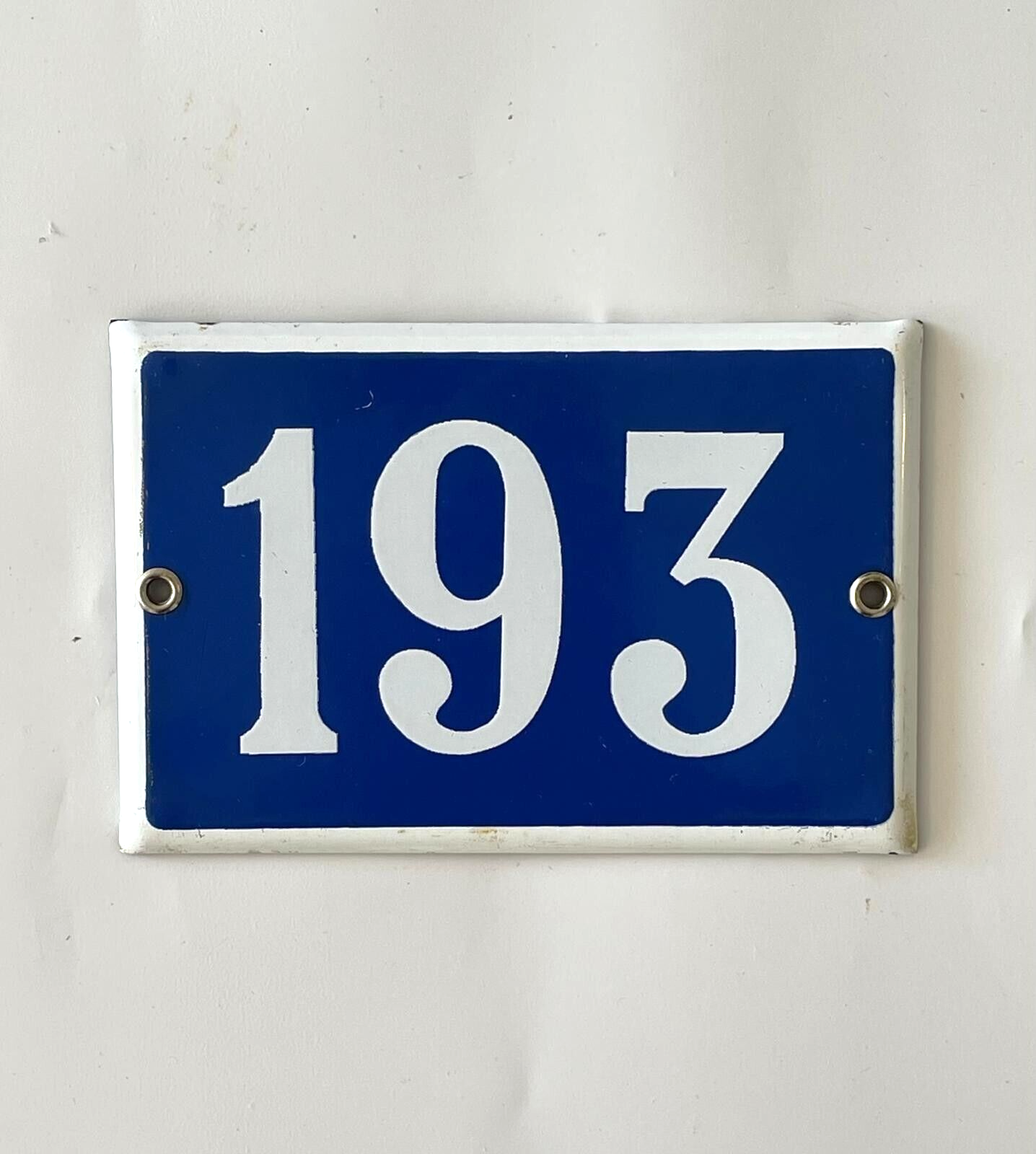 Vintage 1950's Enamel Porcelain Street House Sign 193 Plaque