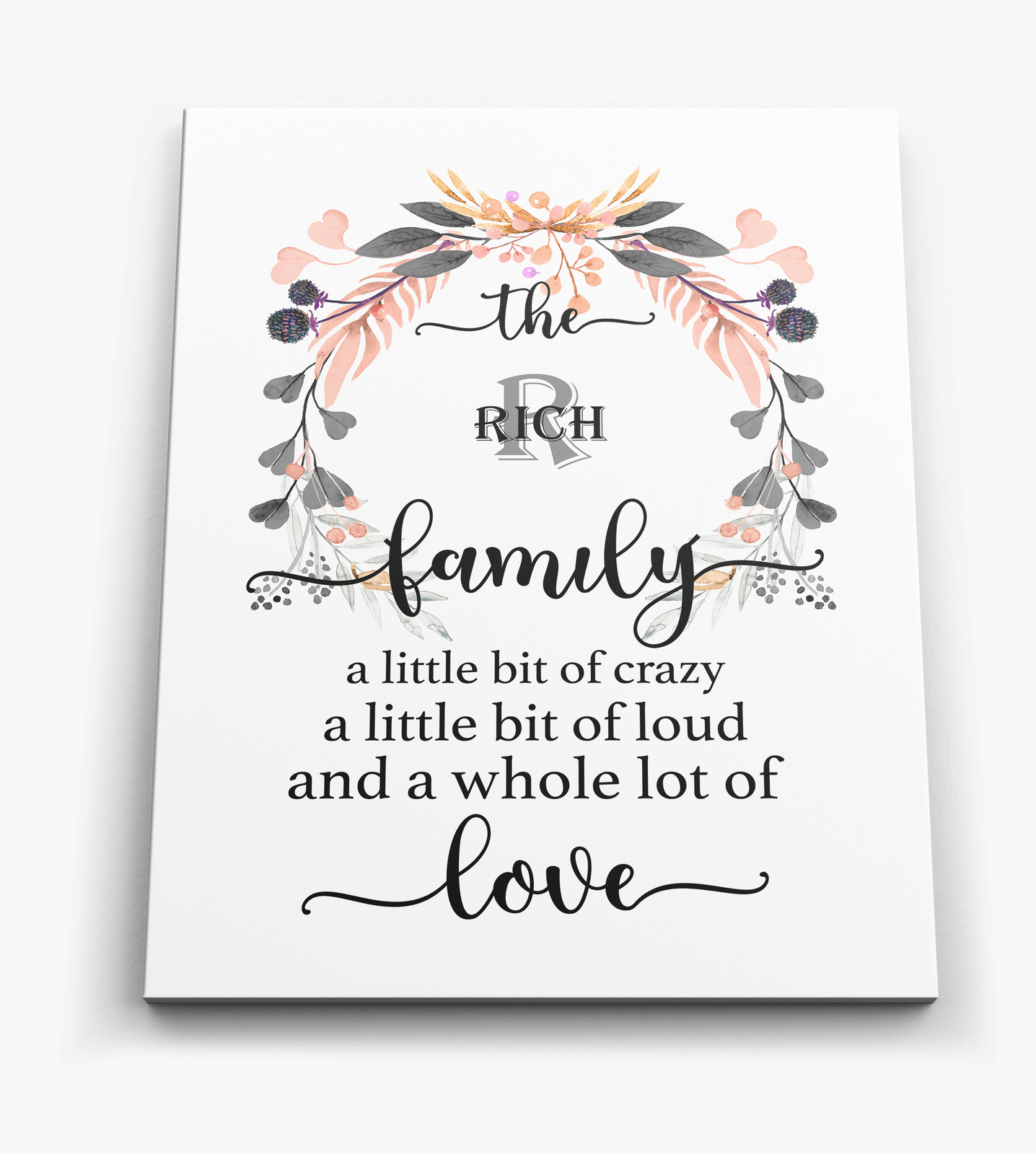 Family Quote Personalised Canvas Print Wall Art Picture Add Your Surname