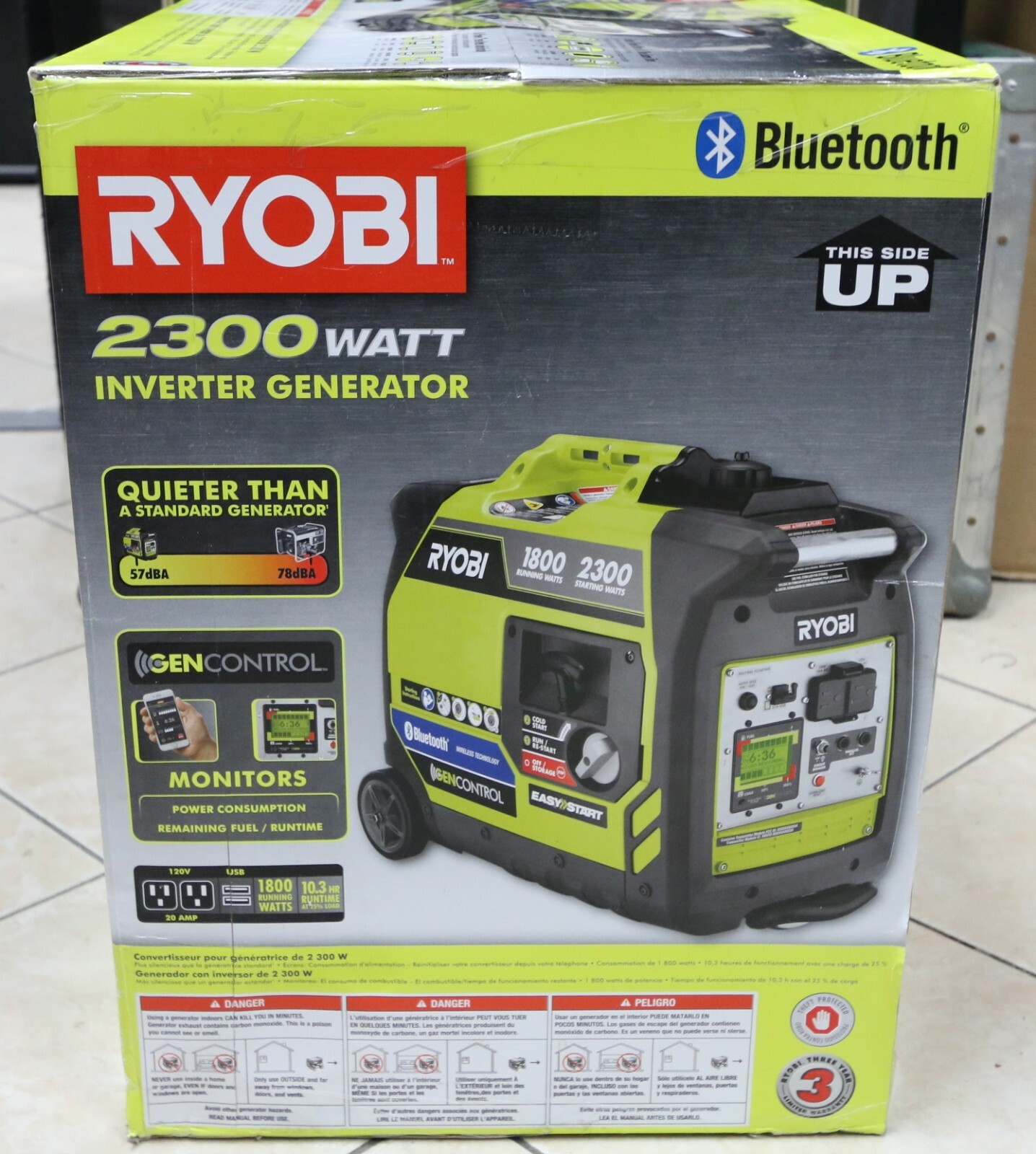 NEW!!RYOBI RYi2300BTA Bluetooth 2300 Watt Gas Digital Inverter Generator