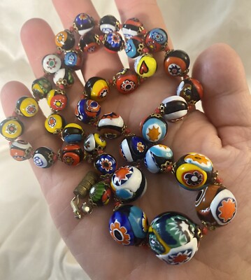 Venetian glass top beads necklace vintage
