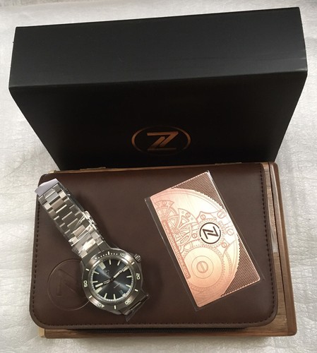 Pre-owned Zelos Swordfish 40mm Titanium Slate Blue 200m Diver Watch-dealer & Warranty