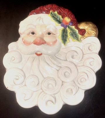 Fitz and Floyd Christmas Santa Canape Plate Cookie Candy Dish Wall Hanging NEW