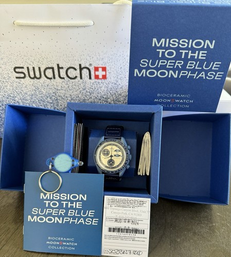 Pre-owned Swatch Omega X  Mission To The Moon Super Blue Moon Watch Moonphase Phase
