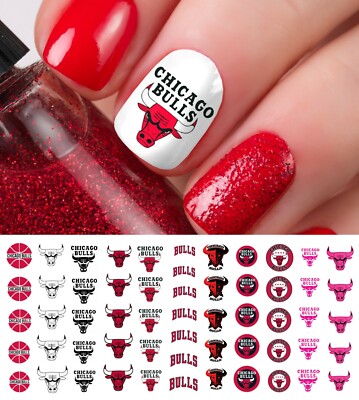 Chicago Bulls Basketball Nail Art Decals - Salon Quality!