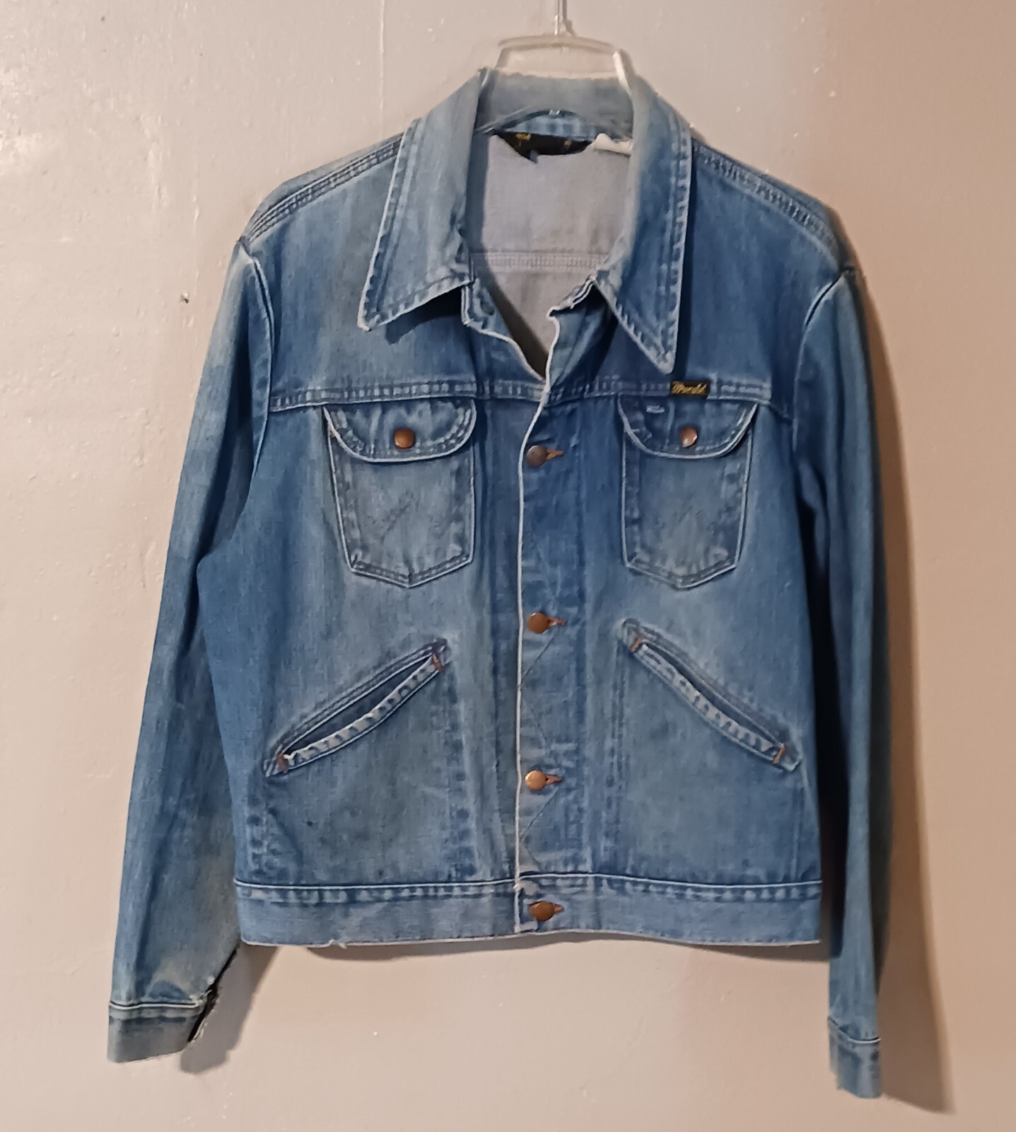 ジャケット・アウター Vintage Wrangler jacket Wrangler 80s Vintage Denim Jacket Black Tag 4 Pockets Size L